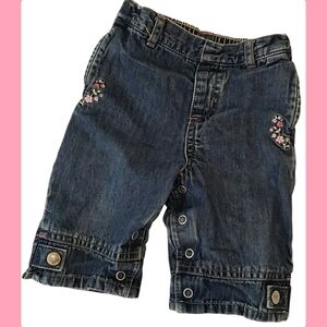 Flower Embroidered Jeans with Pink Stitching